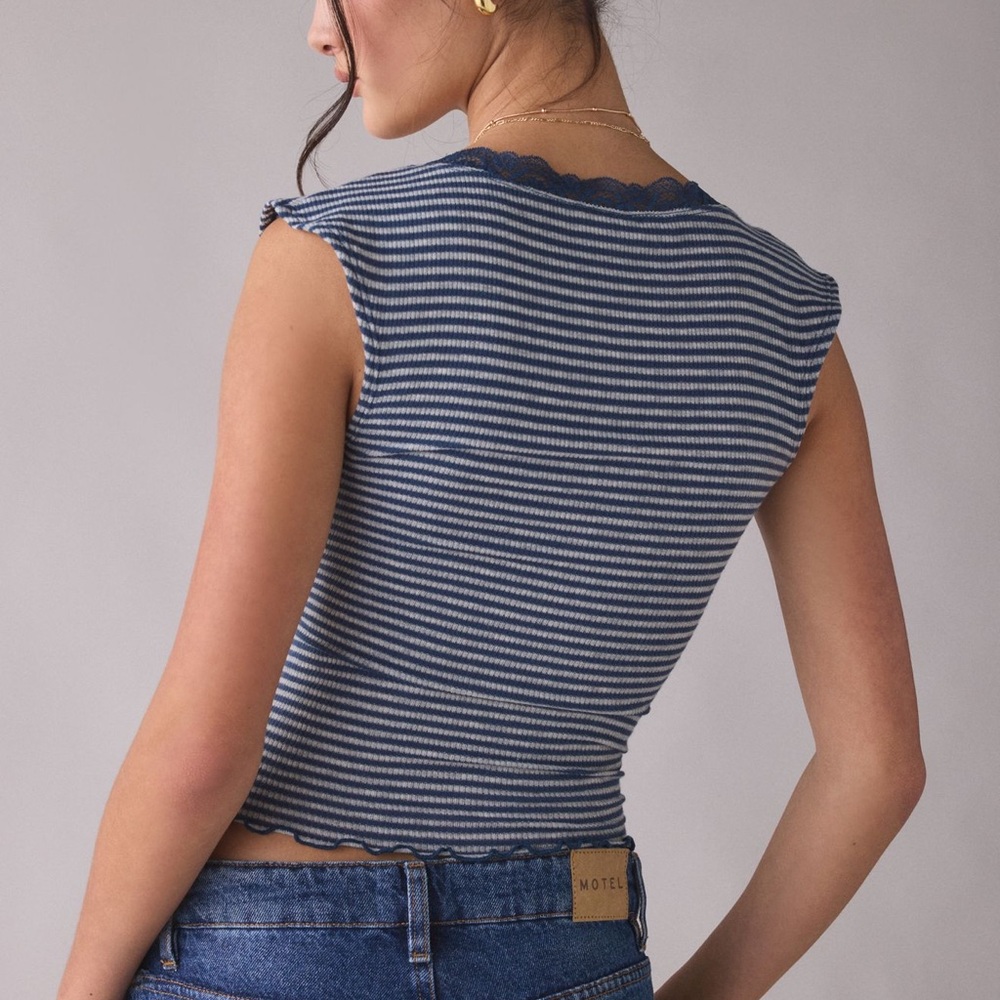 Out from under Striped Navy & White Lace-Trim shirt - Picture 4 of 6